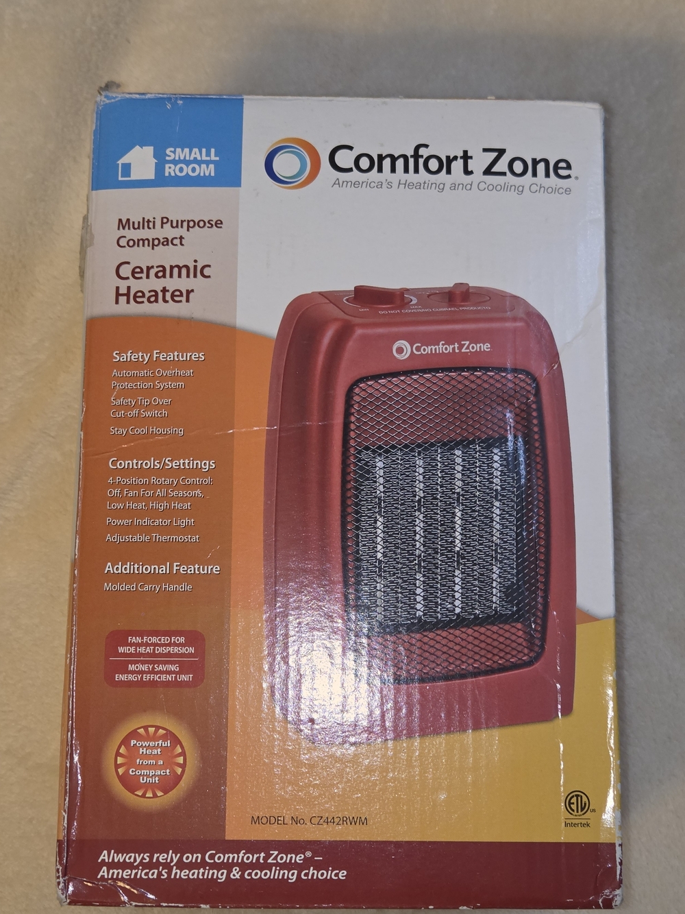 Comfort Zone Red Ceramic Space Heater - Compact Portable Heater